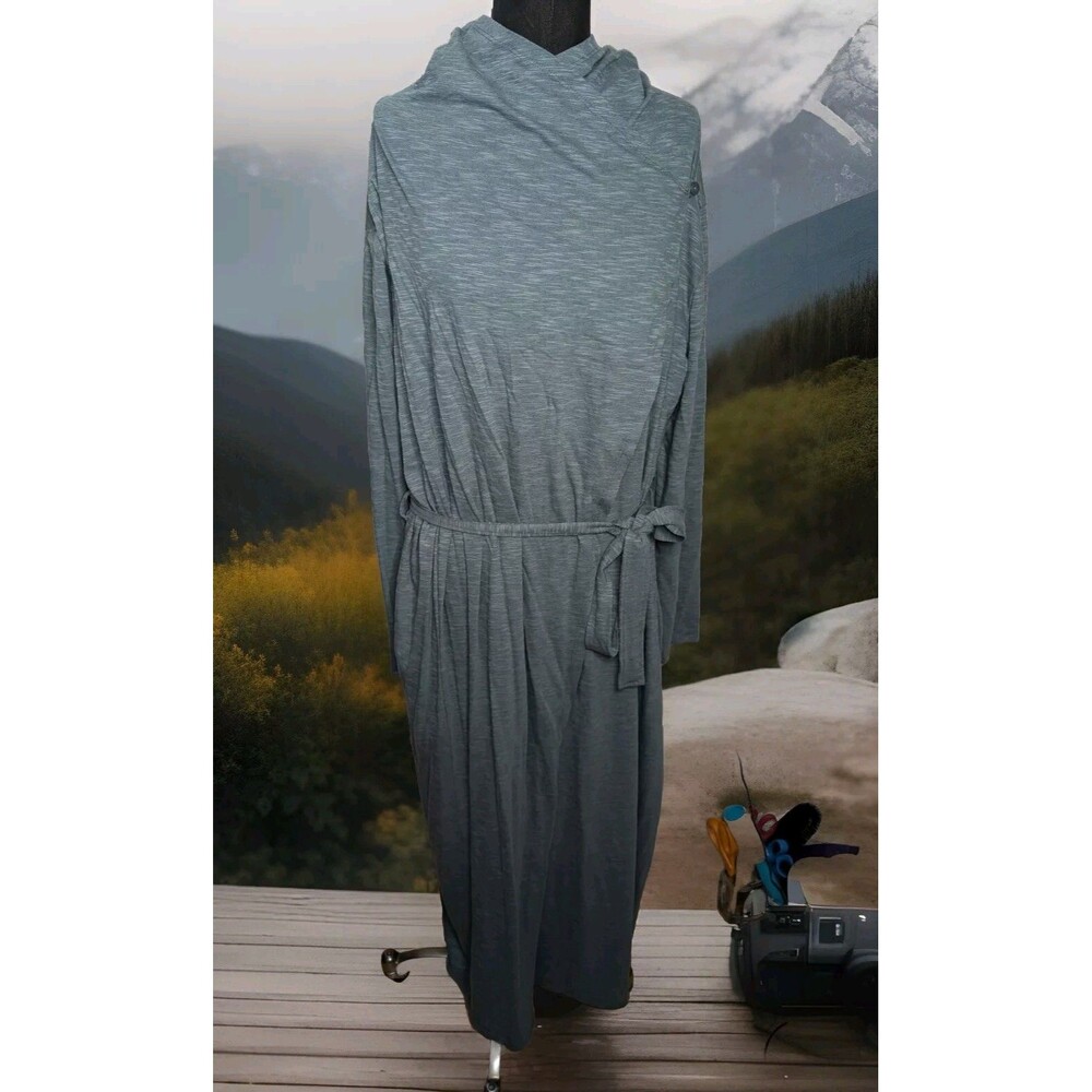 Garnet Hill Oasis Knit Cotton Drape Front Relaxed Fit Robe Loungewear Size Large